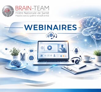 Bannière BRAIN-TEAM Webinaires avec illustration d’un webinaire médical en ligne sur les maladies rares neurologiques.