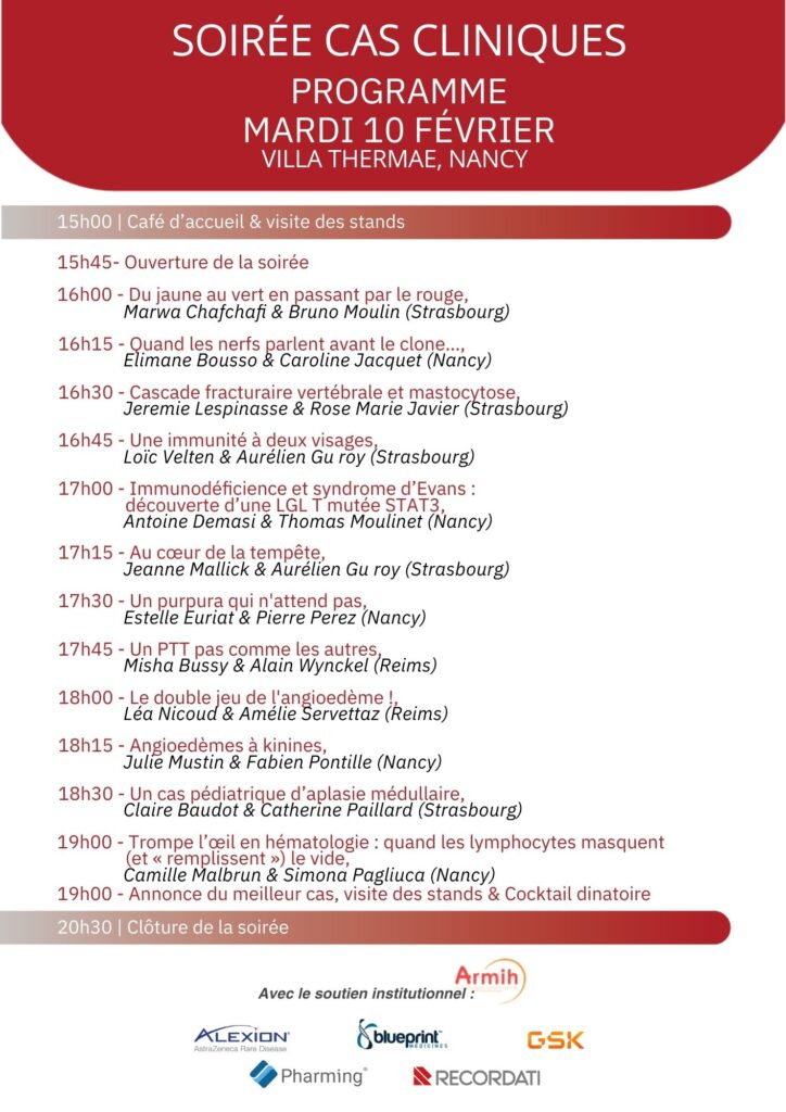 Soirée cas cliniques Grand est - programme